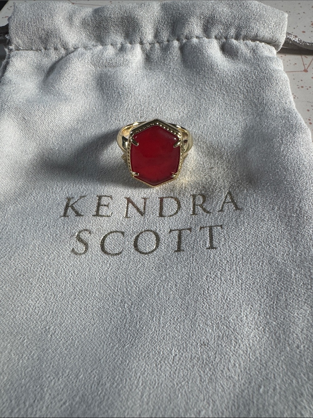 Kendra Scott Daphne Gold Plated Ring with Red Illusion Stone